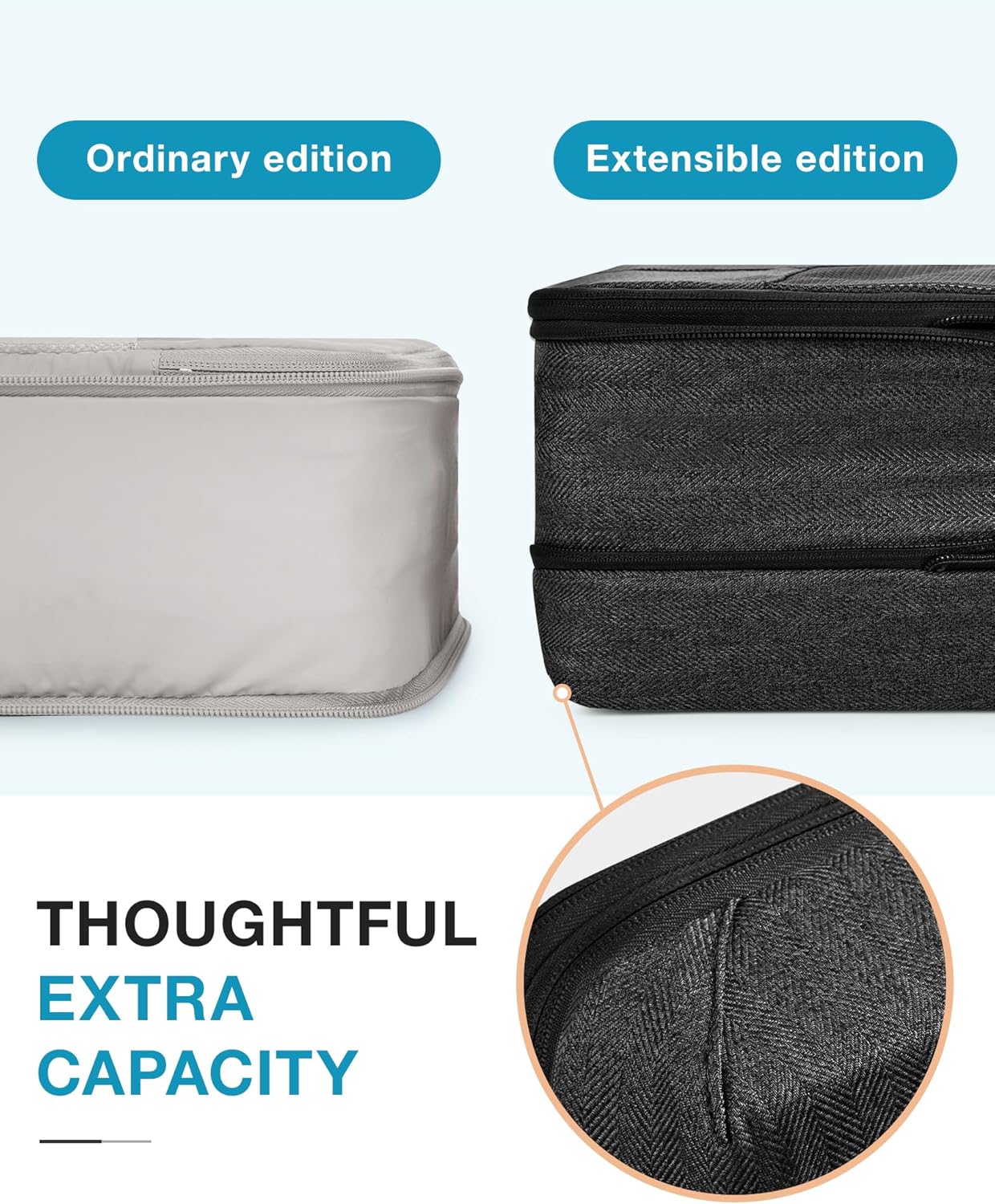 BAGSMART Compression Packing Cubes for Travel, 4 Set Travel Packing Cubes for Carry on Suitcases, Compression Travel Cubes & Suitcase Organizer for Packing with Shoe Bag Grey - Image 4