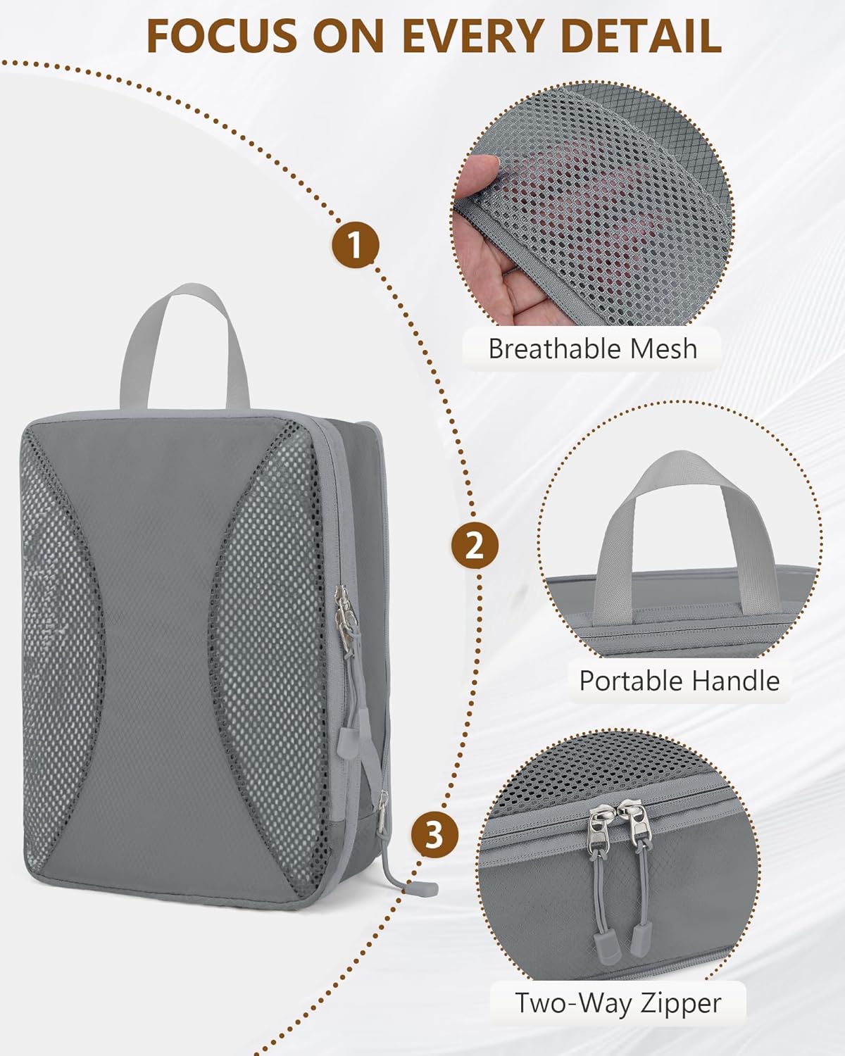 Compression Packing Cubes 10 Sets, Packing Organizers, Extensible Suitcase Organiser Bags, Travel Organizer Cubes for Travel Essentials Grey - Image 4