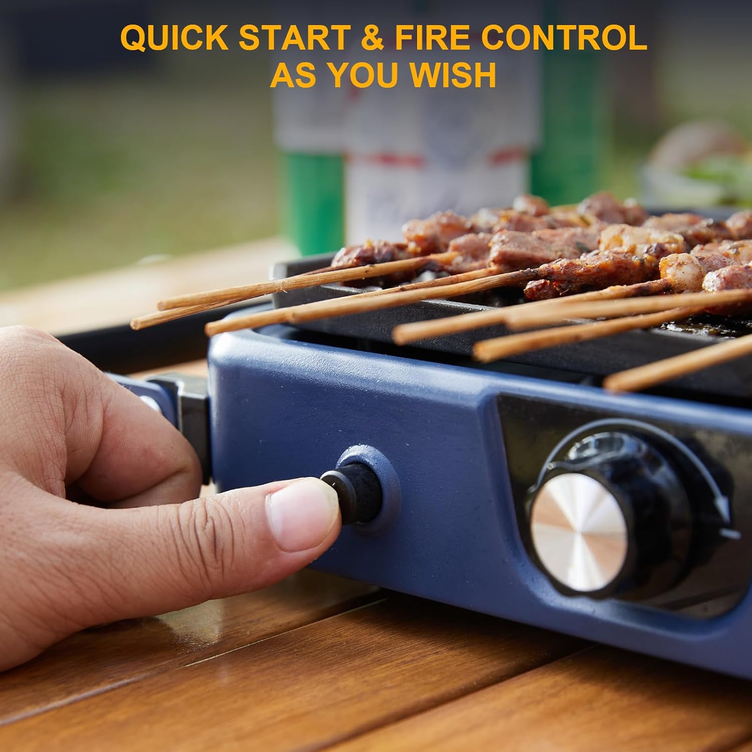 Upgraded WINKIZA 2 Burner Propane Camping Stove with Grill, Foldable Camp Stove with 16,000 BTU, Two Adjustable Burners with Piezo Ignition & Easy Carrying Handle, Portable Stove for Camping, BBQ - Image 5