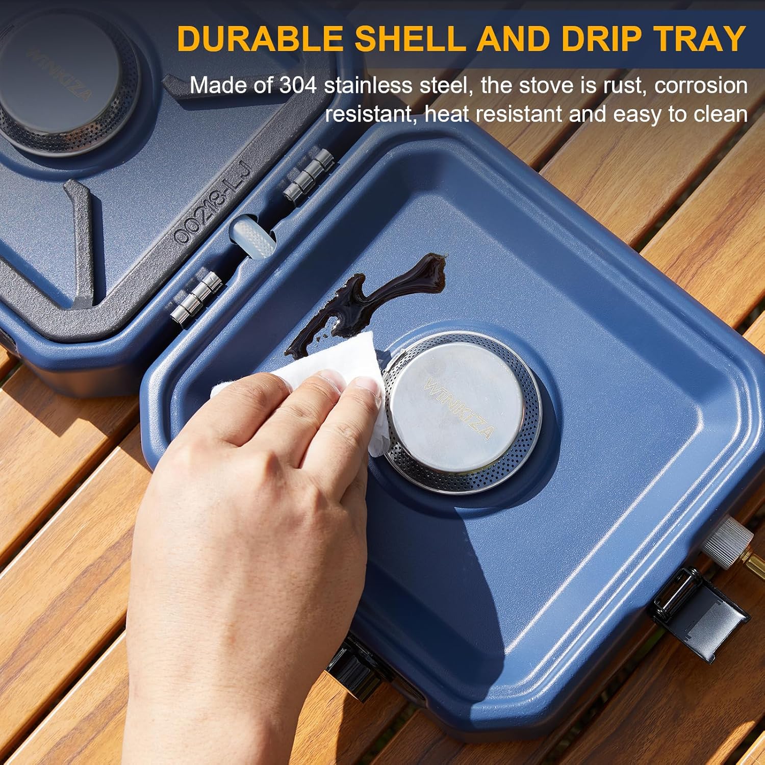 Upgraded WINKIZA 2 Burner Propane Camping Stove with Grill, Foldable Camp Stove with 16,000 BTU, Two Adjustable Burners with Piezo Ignition & Easy Carrying Handle, Portable Stove for Camping, BBQ - Image 6